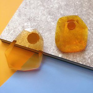 NEW Orange Irregular Geometric Polygon Earrings